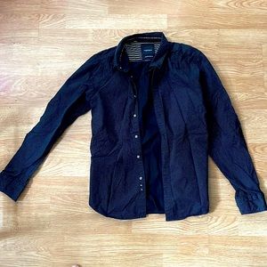 Denim and Flowers M Button Down Polka Dot Black Shirt